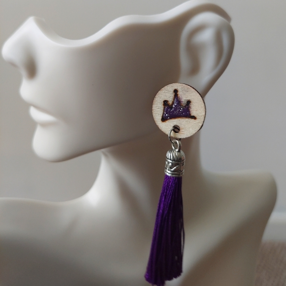 Handmade Crown Tassle Earrings